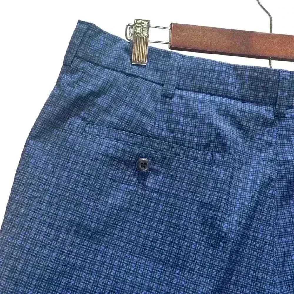 (Sold)PGA Tour Golf Shorts Blue Plaid Golf  Shorts Lightweight Pockets  Size 36 - Picture 4 of 7